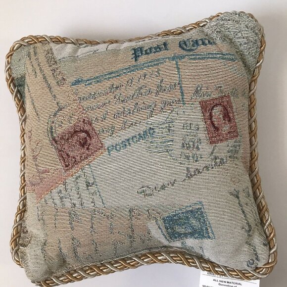 Christmas jacquard Santa throw holiday pillow All Christmas Joys Be Thine 12x12 - Picture 2 of 5